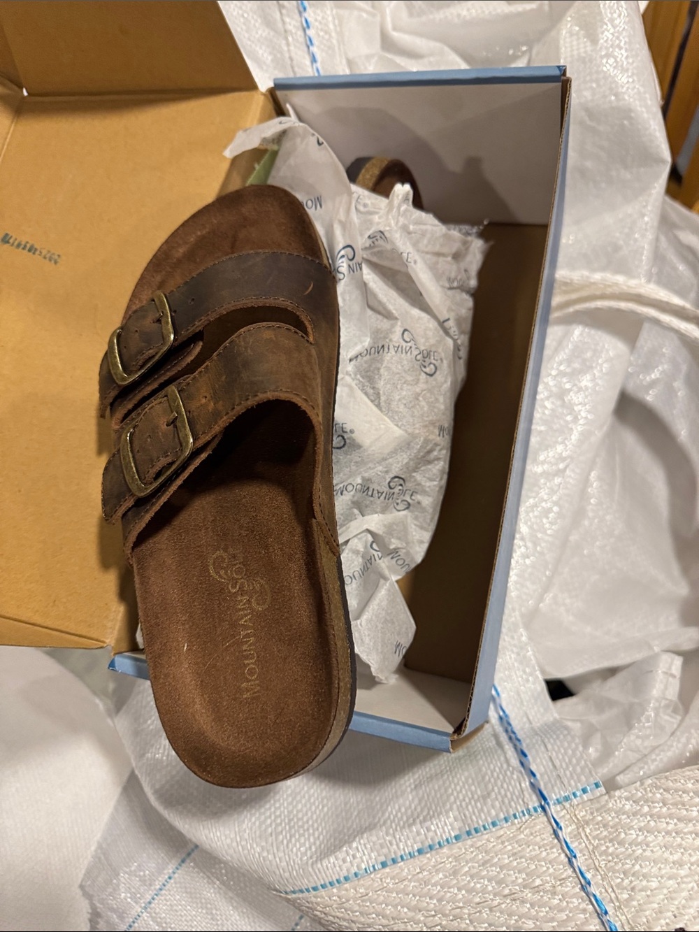 Women's Brown Suede Double-Buckle Sandal